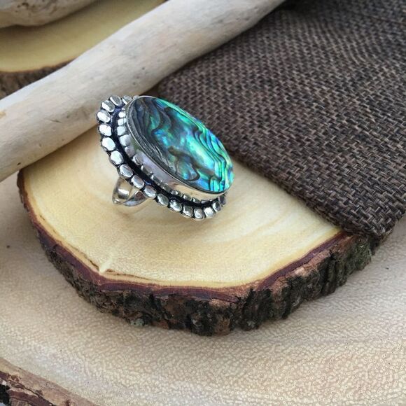 Abalone Sterling Silver Ring Size 7 - Picture 2 of 8